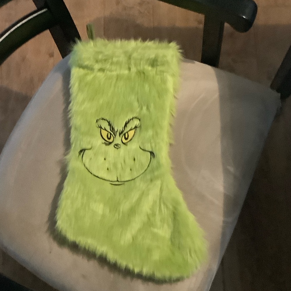 Green Grinch Furry Christmas Stocking